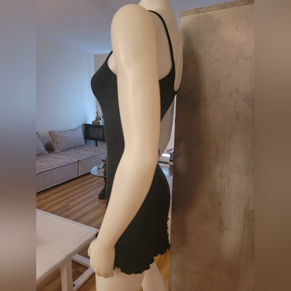 1st IN by Fersten Pointelle Coquette Lettuce Trim Mini Dress y2k - Picture 3 of 6